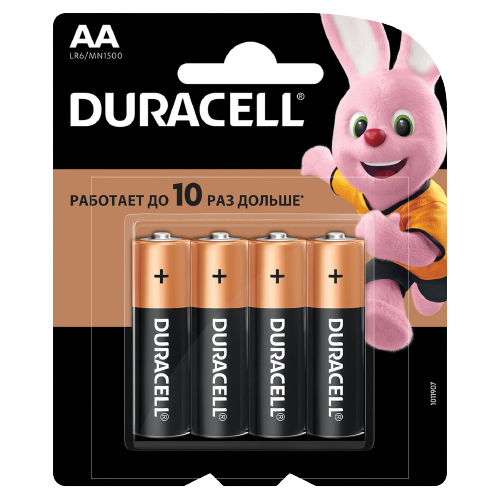 Батарейки Duracell LR06 AA  Alkaline BASIC BL4 (блистер 4шт)